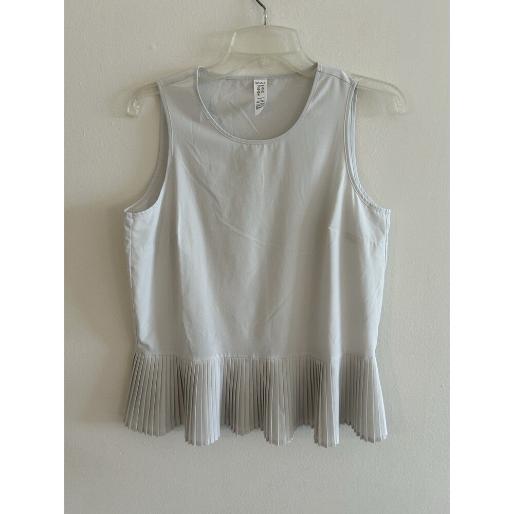 SPANX “Yes, Pleats!” Tank Light Cloudy Gray Womens Size Small